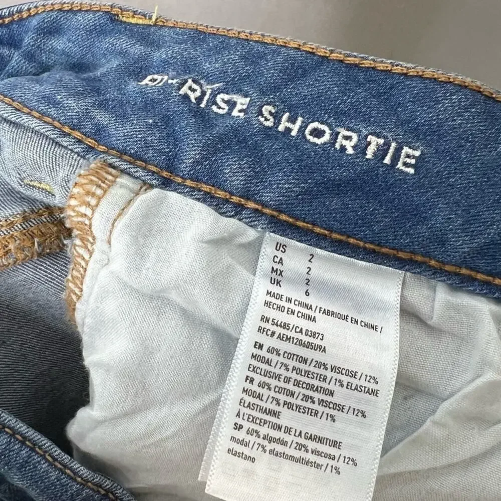 AMERICAN EAGLE / mid rise hi rise shortie denim jean shorts / 2